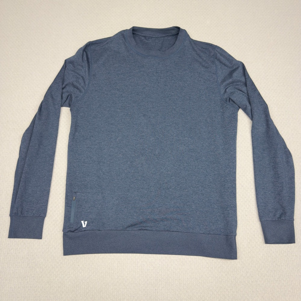Vuori Ponto Performance Crewneck Sweatshirt Mens L Blue Pullover Stretch Casual
